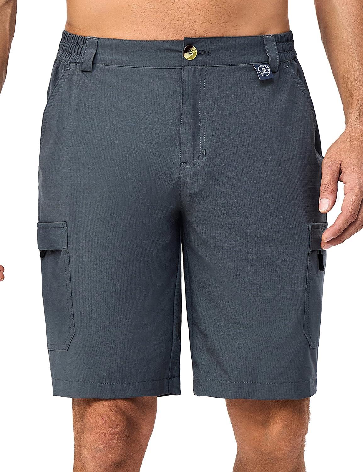 imageLittle Donkey Andy Mens 10 Inch Quick Dry Cargo Shorts Stretch Lightweight Outdoor Hiking Shorts UPF 50Grey