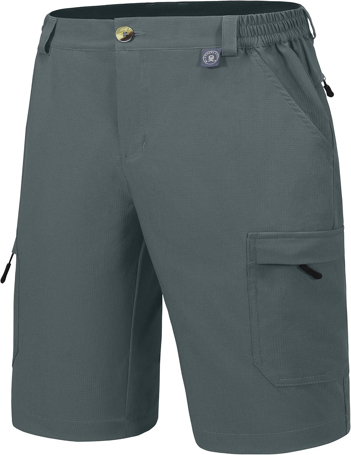 imageLittle Donkey Andy Mens 10 Inch Quick Dry Cargo Shorts Stretch Lightweight Outdoor Hiking Shorts UPF 50Grey