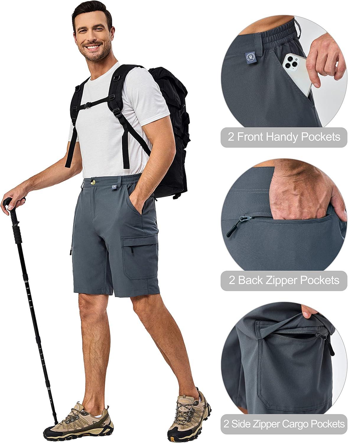 imageLittle Donkey Andy Mens 10 Inch Quick Dry Cargo Shorts Stretch Lightweight Outdoor Hiking Shorts UPF 50Grey
