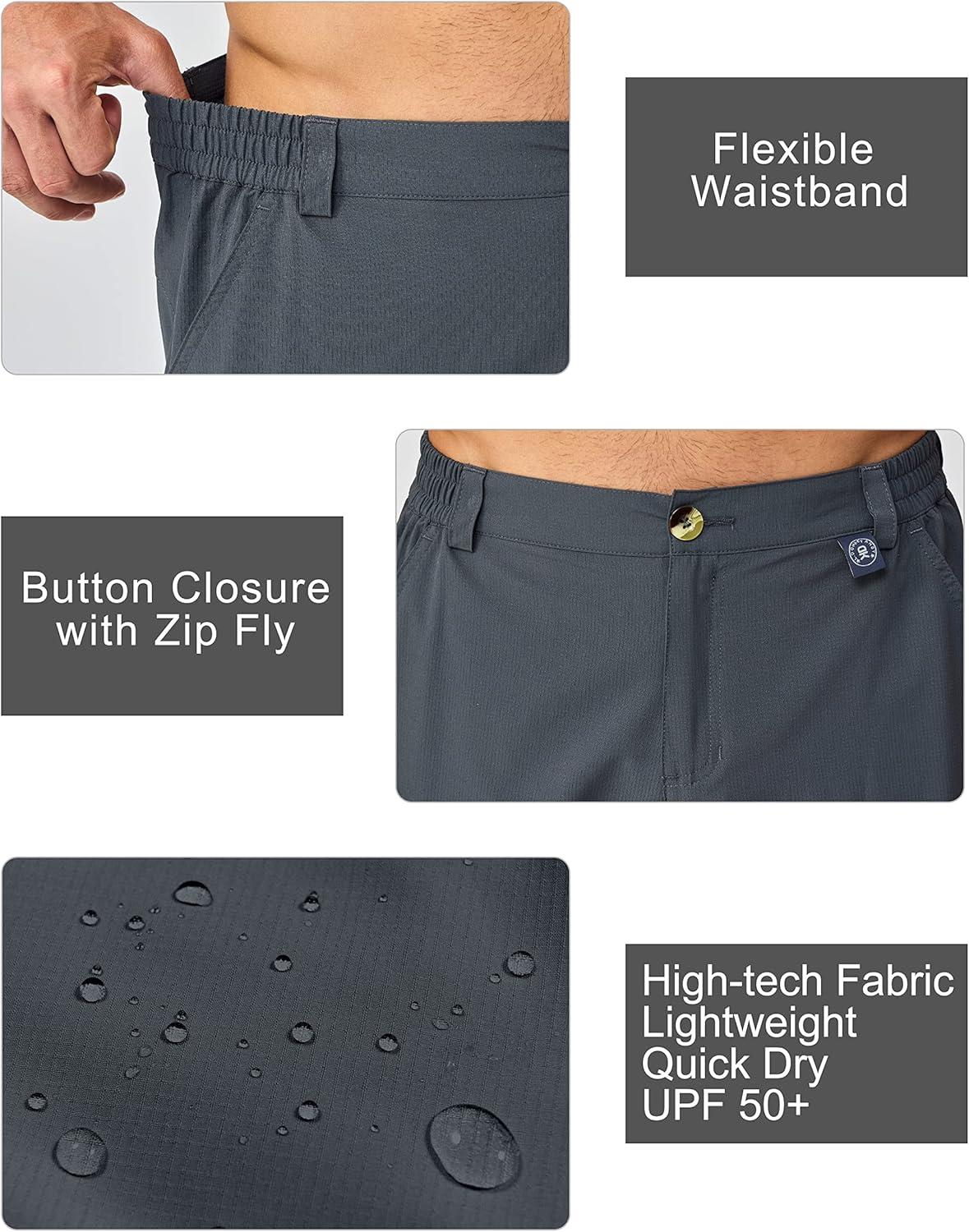 imageLittle Donkey Andy Mens 10 Inch Quick Dry Cargo Shorts Stretch Lightweight Outdoor Hiking Shorts UPF 50Grey