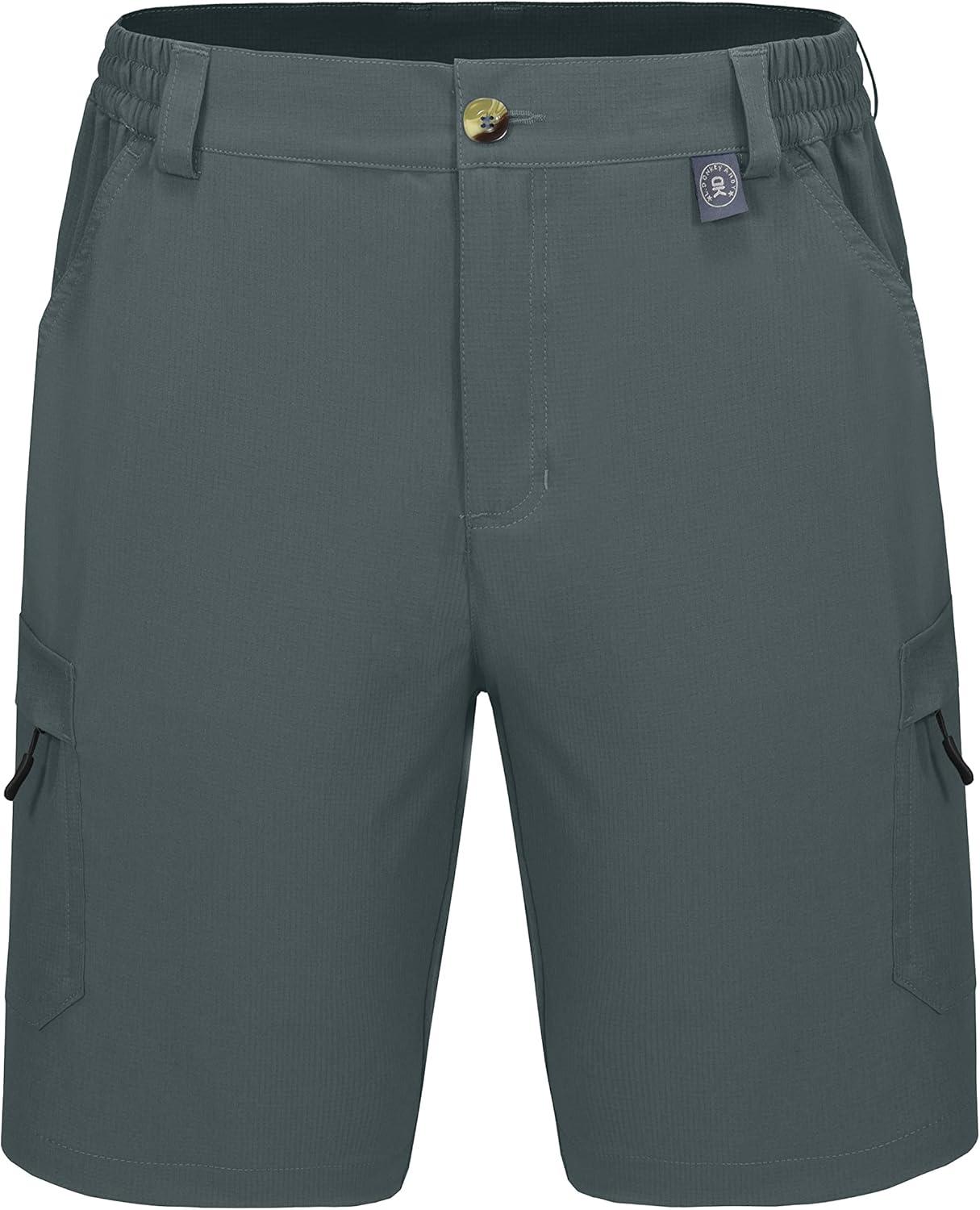 imageLittle Donkey Andy Mens 10 Inch Quick Dry Cargo Shorts Stretch Lightweight Outdoor Hiking Shorts UPF 50Grey