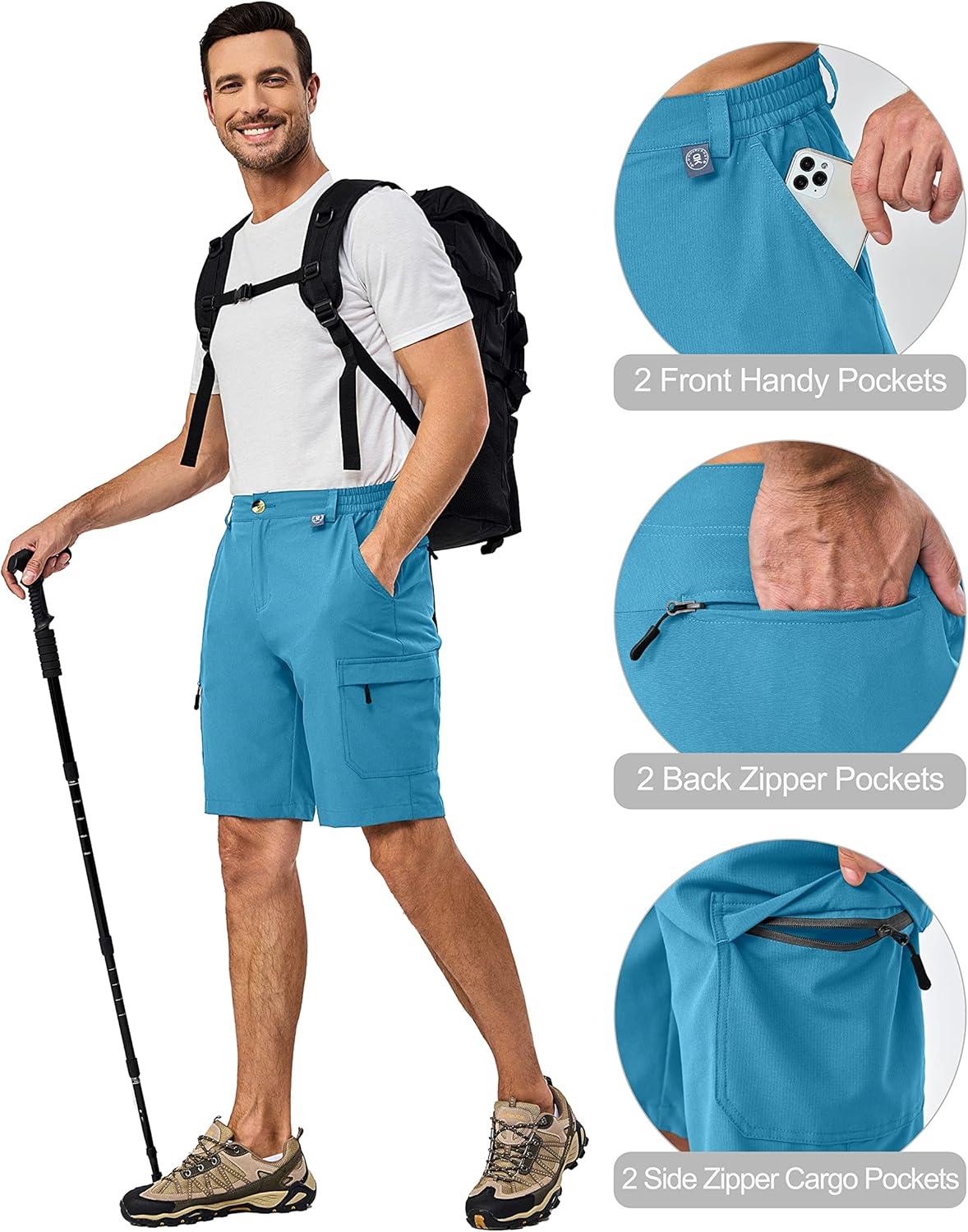 imageLittle Donkey Andy Mens 10 Inch Quick Dry Cargo Shorts Stretch Lightweight Outdoor Hiking Shorts UPF 50Horizon Blue