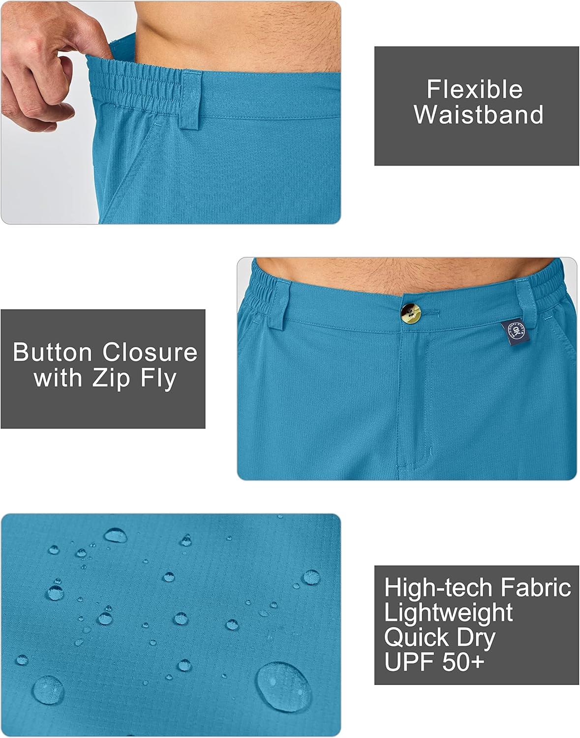 imageLittle Donkey Andy Mens 10 Inch Quick Dry Cargo Shorts Stretch Lightweight Outdoor Hiking Shorts UPF 50Horizon Blue