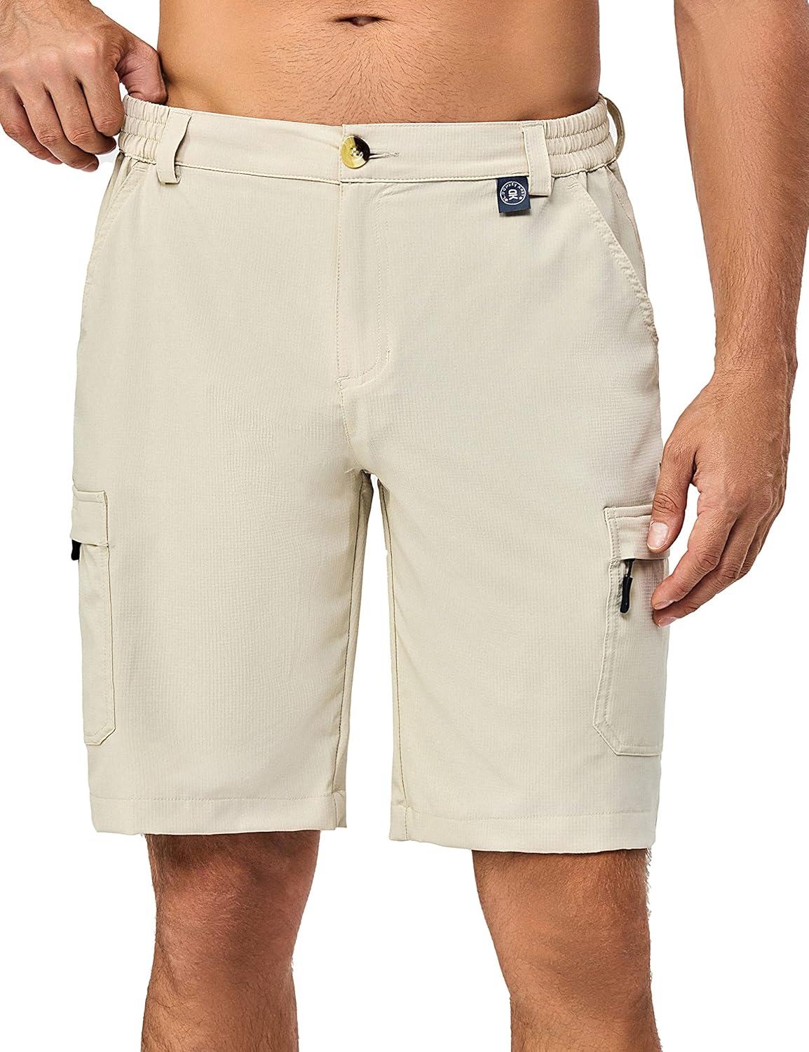 imageLittle Donkey Andy Mens 10 Inch Quick Dry Cargo Shorts Stretch Lightweight Outdoor Hiking Shorts UPF 50Khaki