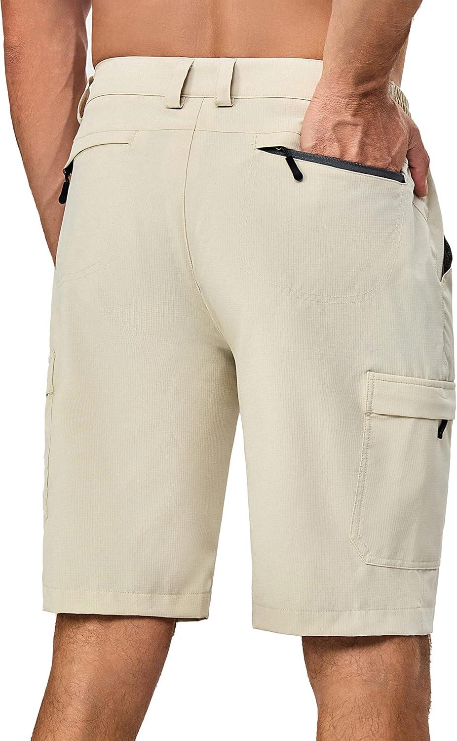 imageLittle Donkey Andy Mens 10 Inch Quick Dry Cargo Shorts Stretch Lightweight Outdoor Hiking Shorts UPF 50Khaki