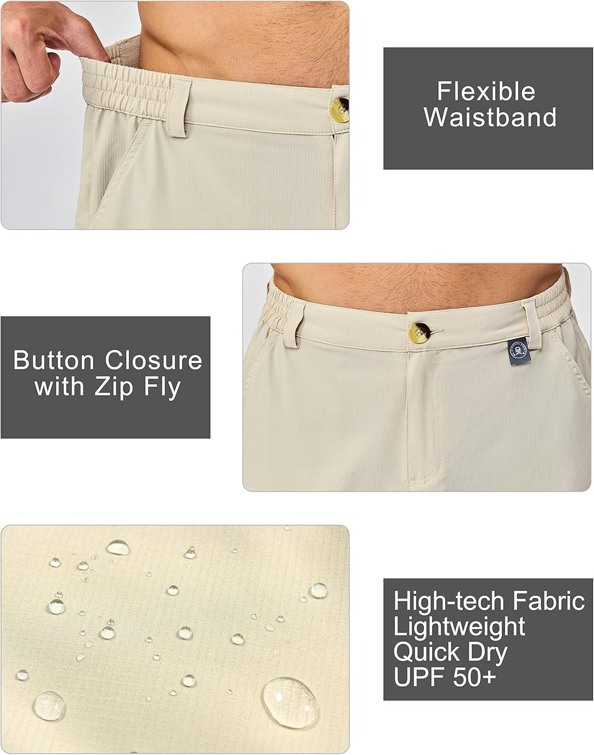 imageLittle Donkey Andy Mens 10 Inch Quick Dry Cargo Shorts Stretch Lightweight Outdoor Hiking Shorts UPF 50Khaki