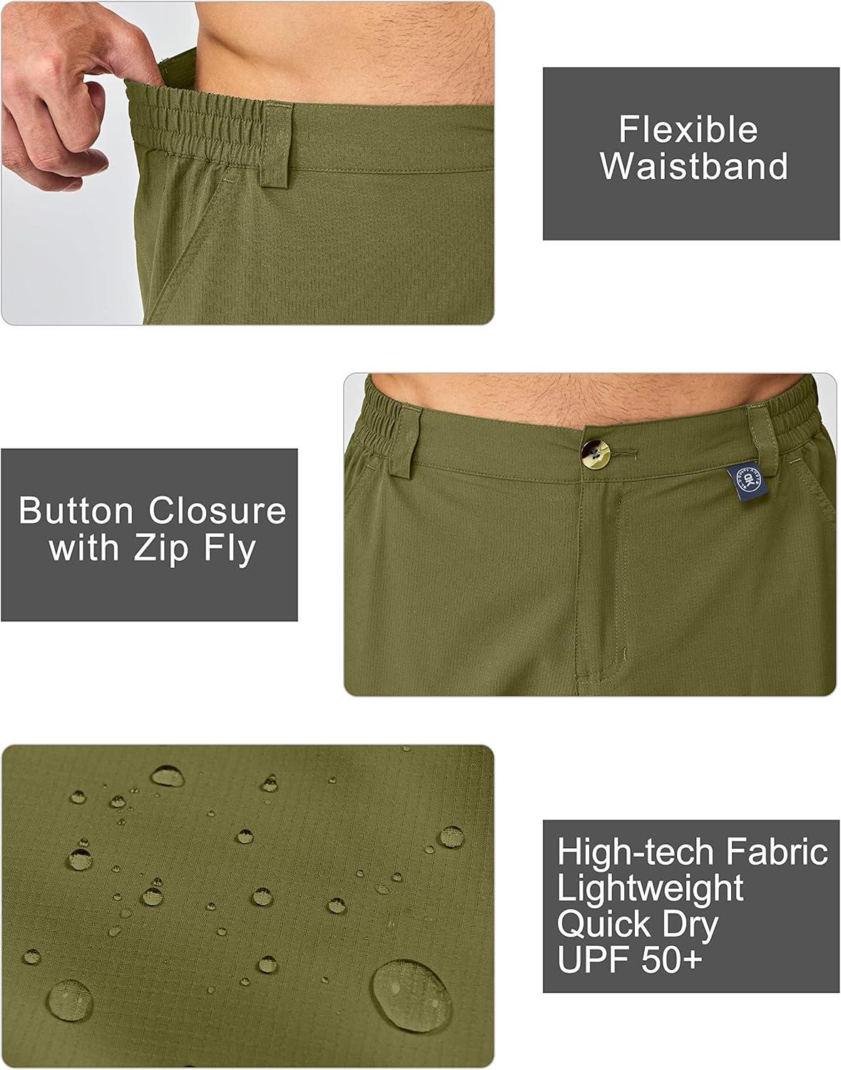 imageLittle Donkey Andy Mens 10 Inch Quick Dry Cargo Shorts Stretch Lightweight Outdoor Hiking Shorts UPF 50Olive