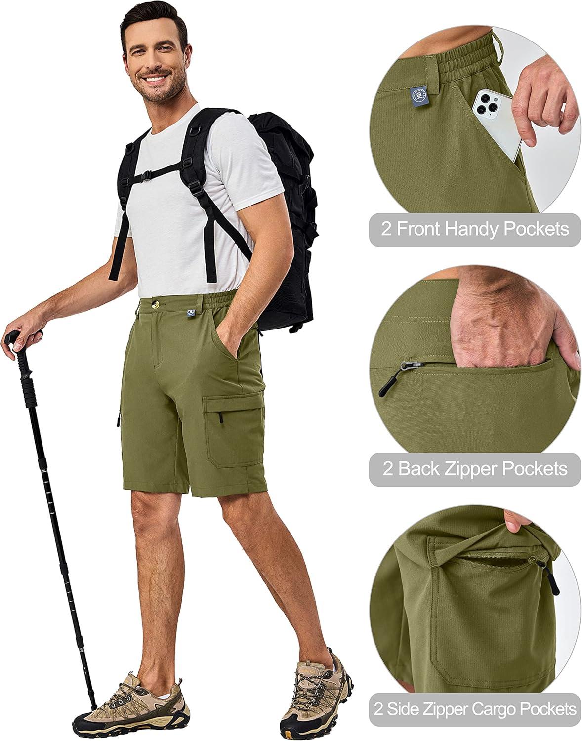 imageLittle Donkey Andy Mens 10 Inch Quick Dry Cargo Shorts Stretch Lightweight Outdoor Hiking Shorts UPF 50Olive