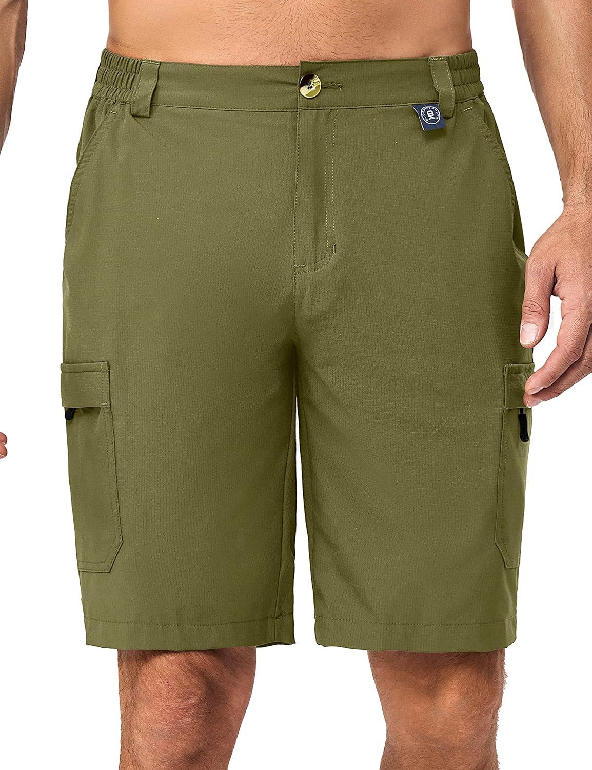 imageLittle Donkey Andy Mens 10 Inch Quick Dry Cargo Shorts Stretch Lightweight Outdoor Hiking Shorts UPF 50Olive