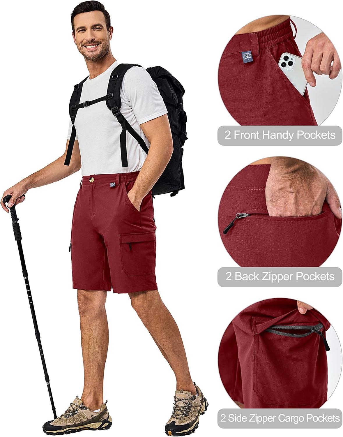 imageLittle Donkey Andy Mens 10 Inch Quick Dry Cargo Shorts Stretch Lightweight Outdoor Hiking Shorts UPF 50Red