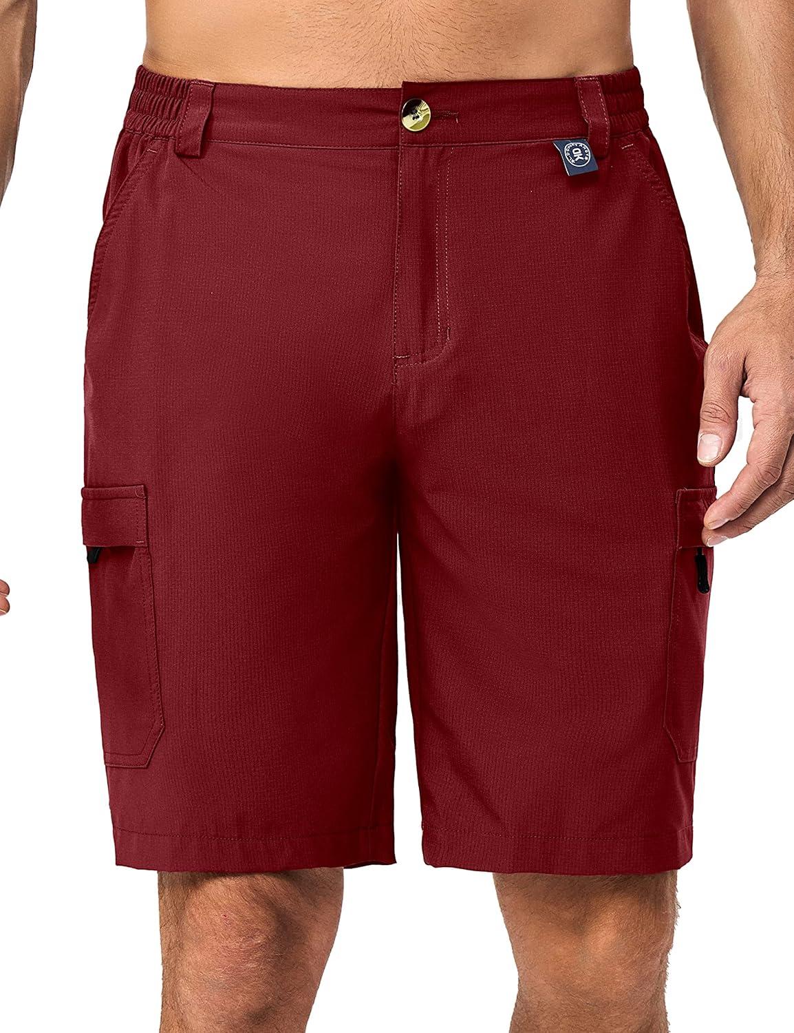 imageLittle Donkey Andy Mens 10 Inch Quick Dry Cargo Shorts Stretch Lightweight Outdoor Hiking Shorts UPF 50Red