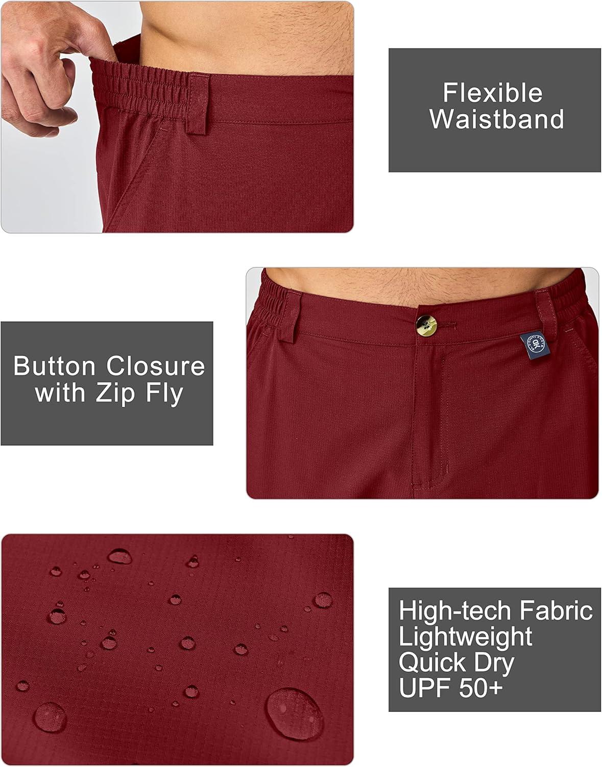 imageLittle Donkey Andy Mens 10 Inch Quick Dry Cargo Shorts Stretch Lightweight Outdoor Hiking Shorts UPF 50Red