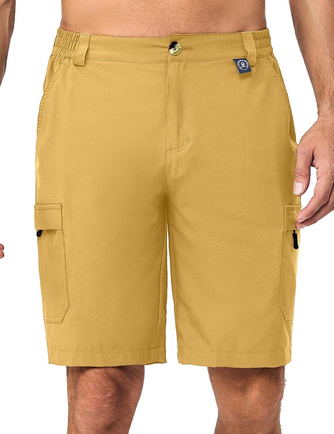imageLittle Donkey Andy Mens 10 Inch Quick Dry Cargo Shorts Stretch Lightweight Outdoor Hiking Shorts UPF 50Yellow