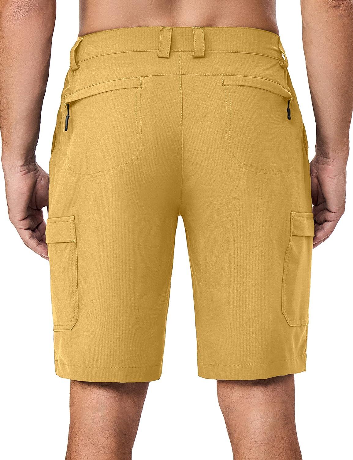 imageLittle Donkey Andy Mens 10 Inch Quick Dry Cargo Shorts Stretch Lightweight Outdoor Hiking Shorts UPF 50Yellow