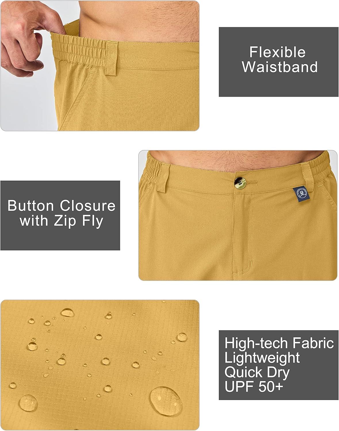 imageLittle Donkey Andy Mens 10 Inch Quick Dry Cargo Shorts Stretch Lightweight Outdoor Hiking Shorts UPF 50Yellow