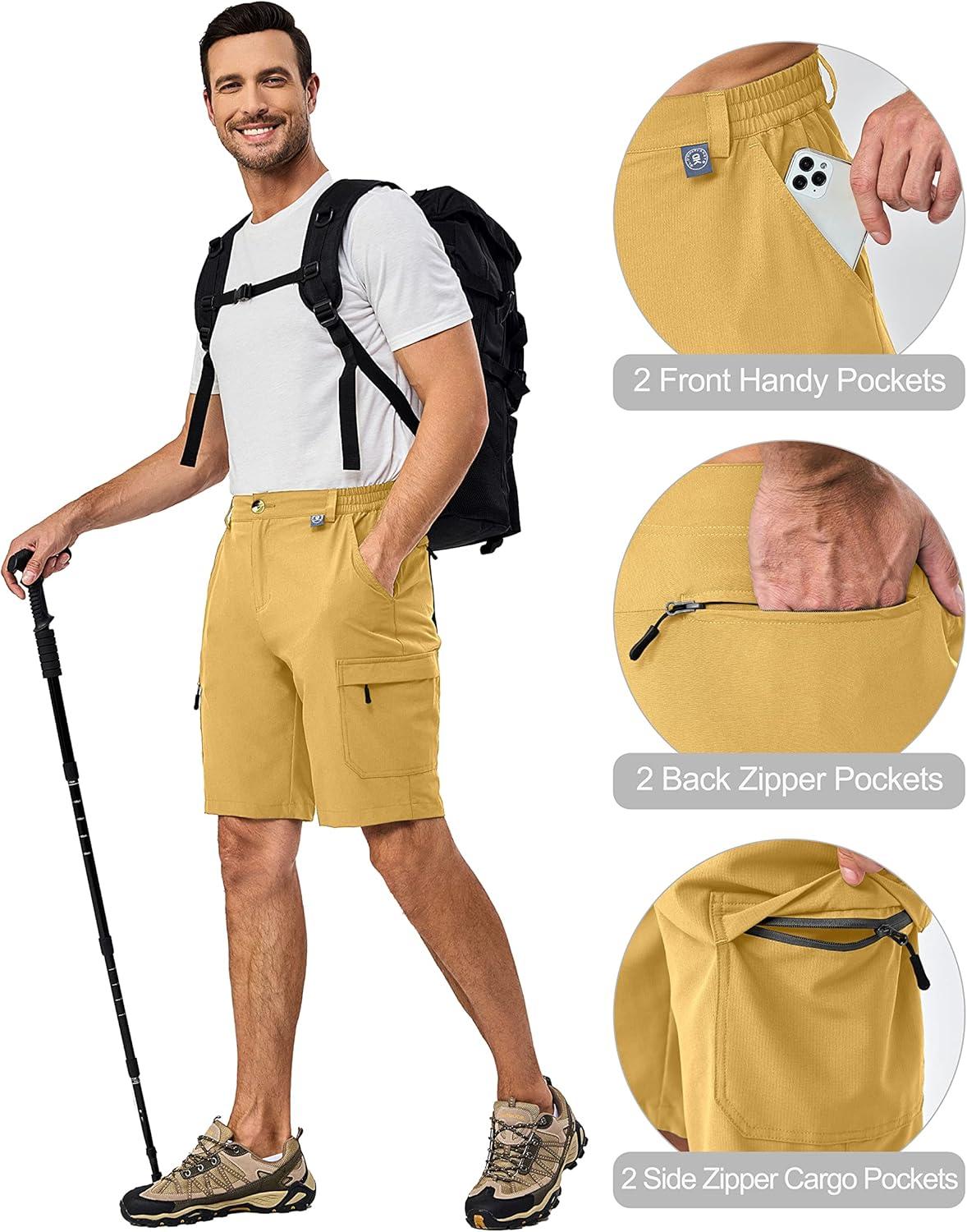 imageLittle Donkey Andy Mens 10 Inch Quick Dry Cargo Shorts Stretch Lightweight Outdoor Hiking Shorts UPF 50Yellow