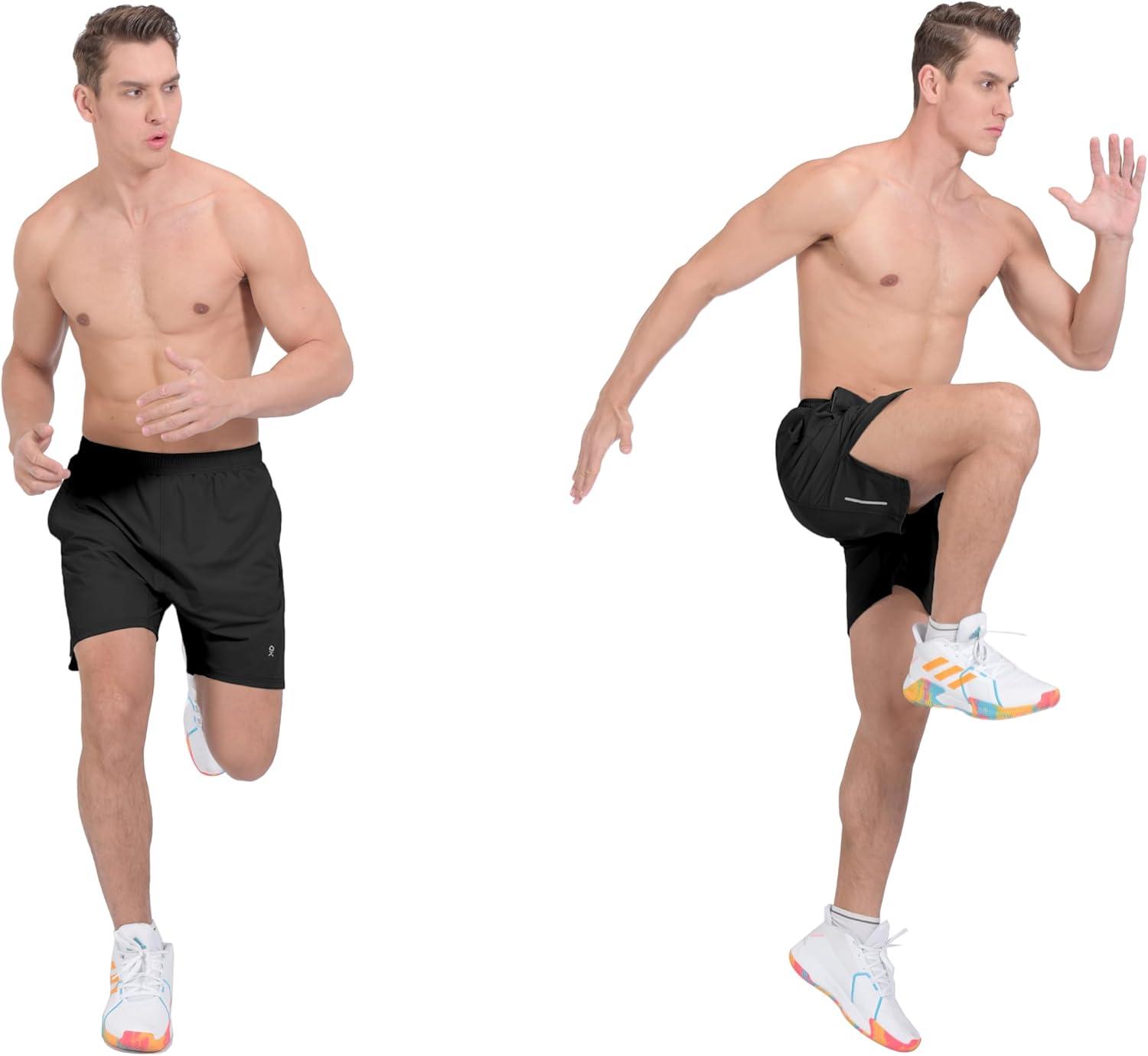 imageLittle Donkey Andy Mens Athletic Running Shorts Lightweight QuickDry Breathable Gym Shorts with Mesh Liner1black