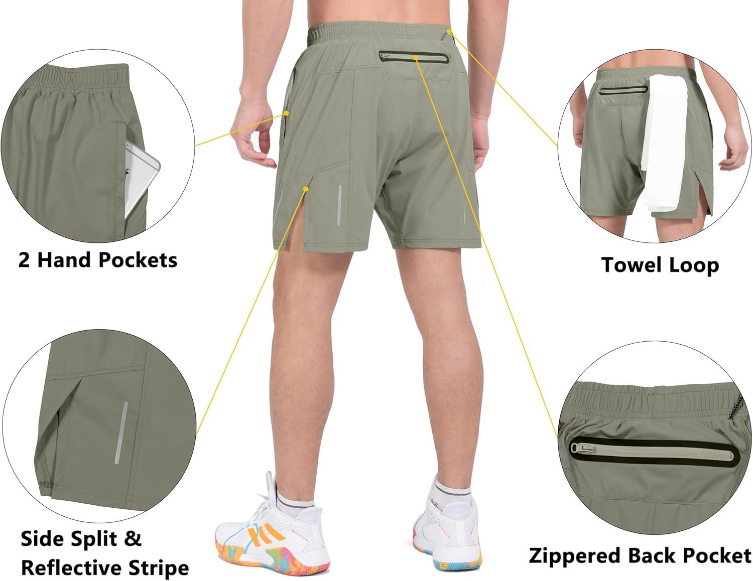 imageLittle Donkey Andy Mens Athletic Running Shorts Lightweight QuickDry Breathable Gym Shorts with Mesh Liner4sage