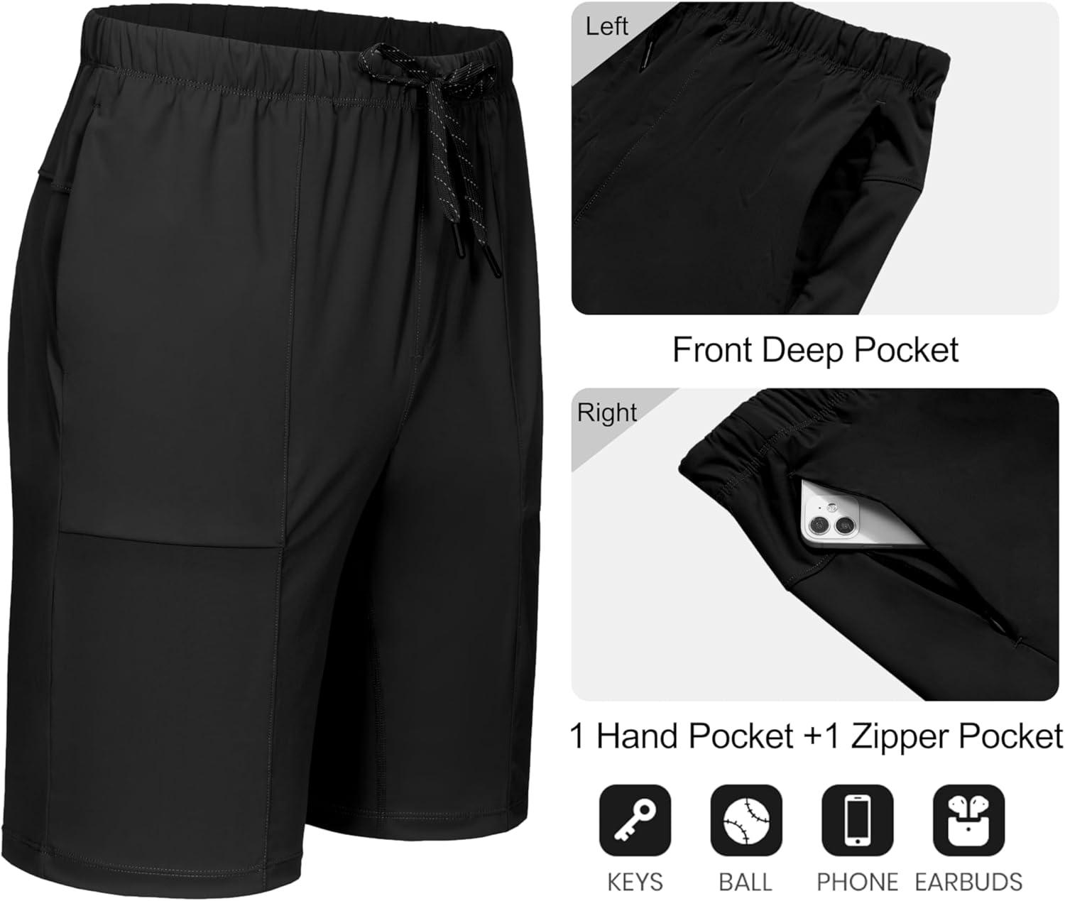 imageLittle Donkey Andy Mens Capri Pants Quick Dry Stretch Cool 34 Capri Jogger Shorts Gym Running Hiking Track ShortsAblack