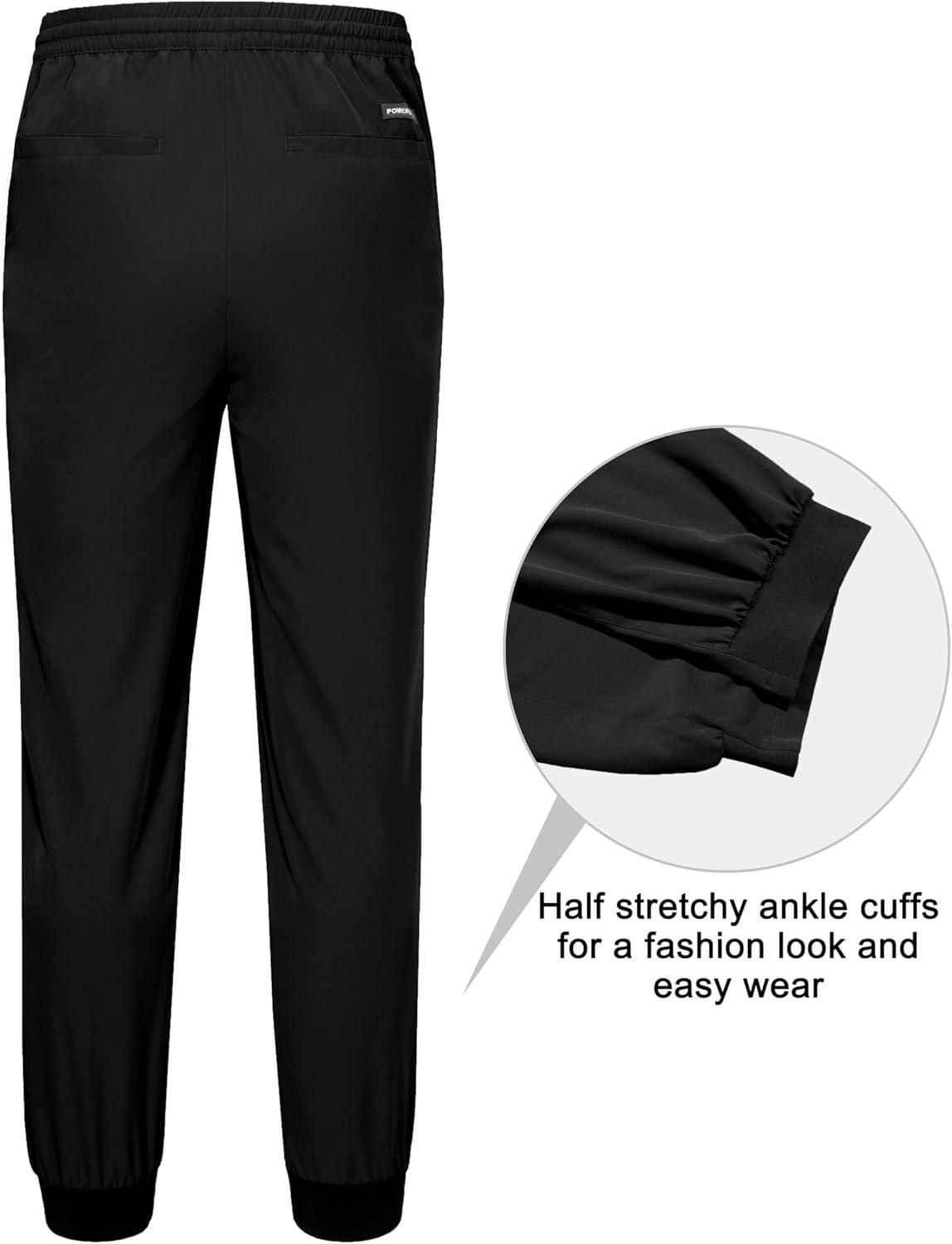 imageLittle Donkey Andy Mens Cargo Joggers Lightweight Quick Dry Hiking Pants Athletic Running Workout Lounge Casual OutdoorBlack