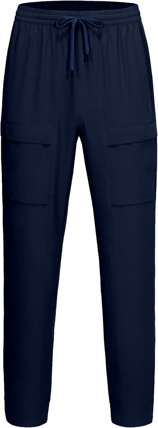 imageLittle Donkey Andy Mens Cargo Joggers Lightweight Quick Dry Hiking Pants Athletic Running Workout Lounge Casual OutdoorDark Blue