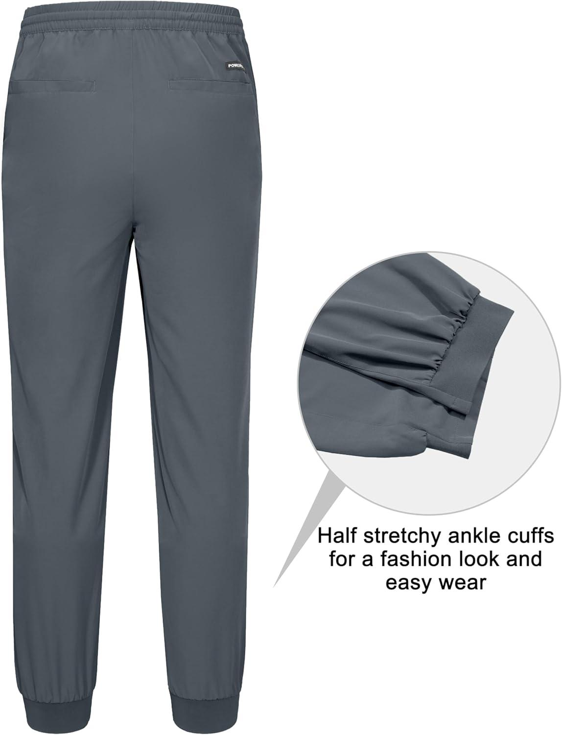 imageLittle Donkey Andy Mens Cargo Joggers Lightweight Quick Dry Hiking Pants Athletic Running Workout Lounge Casual OutdoorSteel Grey