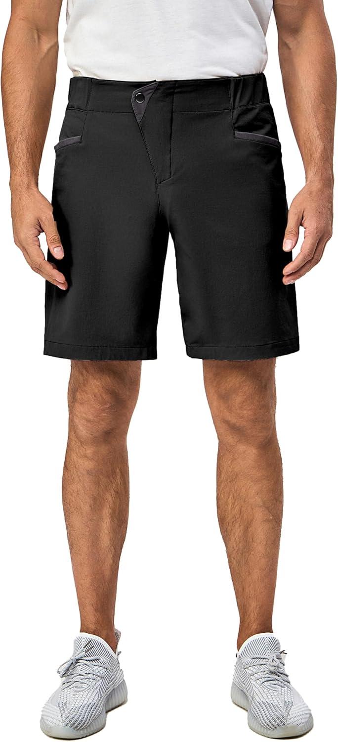 imageLittle Donkey Andy Mens Casual Shorts 9 Inch Inseam Stretch Running Golf Hiking Shorts with 4 PocketsBlack