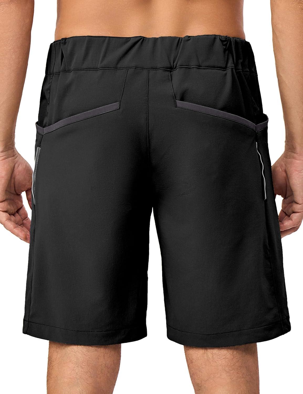 imageLittle Donkey Andy Mens Casual Shorts 9 Inch Inseam Stretch Running Golf Hiking Shorts with 4 PocketsBlack