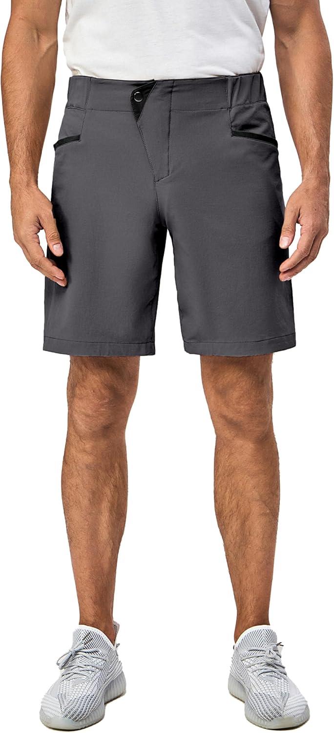 imageLittle Donkey Andy Mens Casual Shorts 9 Inch Inseam Stretch Running Golf Hiking Shorts with 4 PocketsGrey