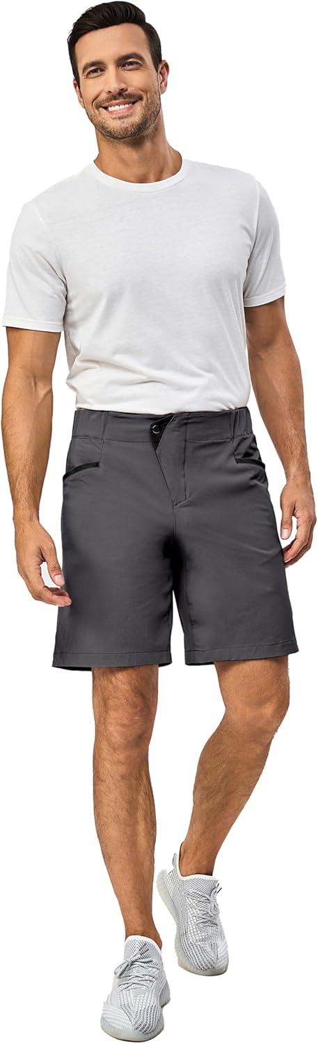 imageLittle Donkey Andy Mens Casual Shorts 9 Inch Inseam Stretch Running Golf Hiking Shorts with 4 PocketsGrey