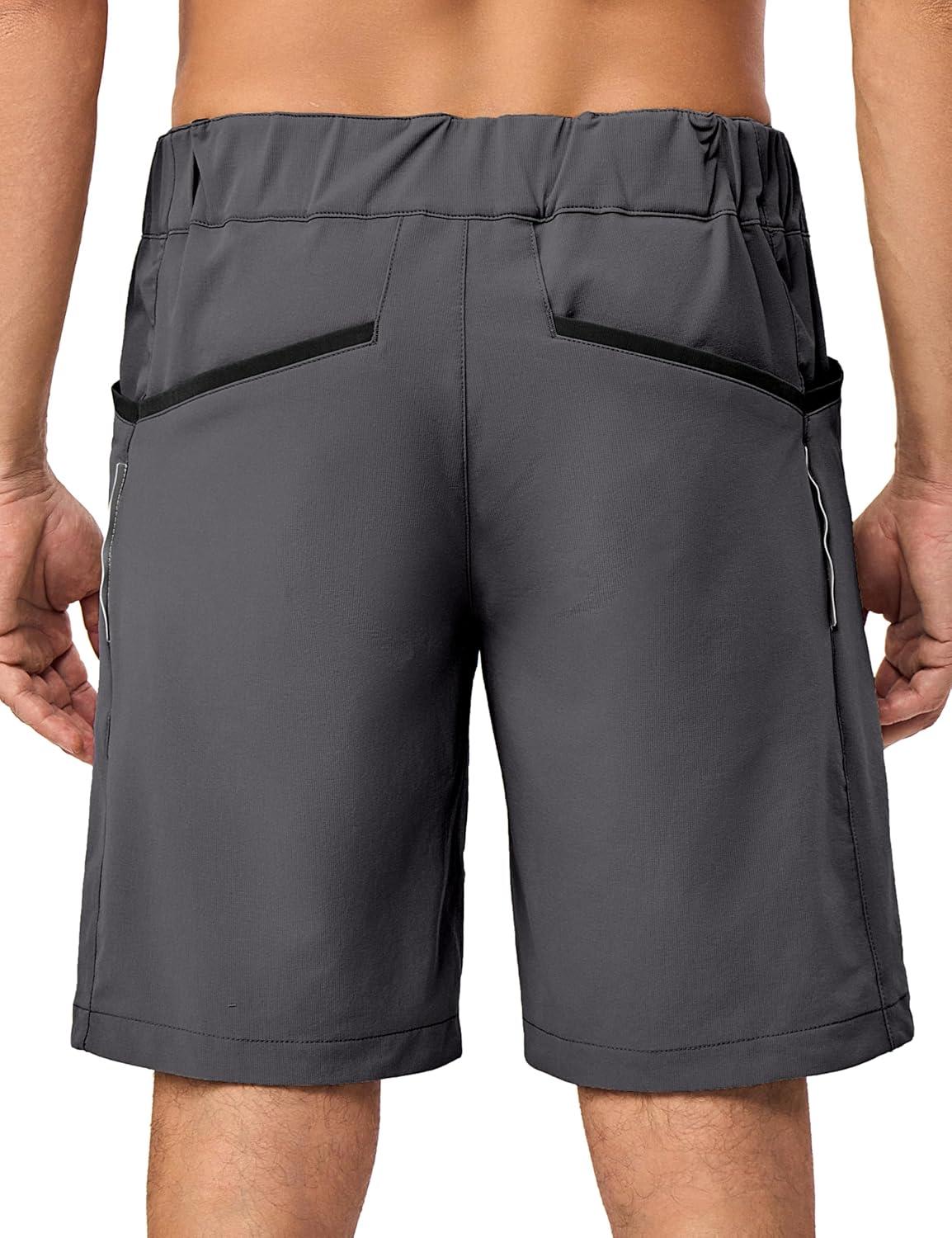 imageLittle Donkey Andy Mens Casual Shorts 9 Inch Inseam Stretch Running Golf Hiking Shorts with 4 PocketsGrey