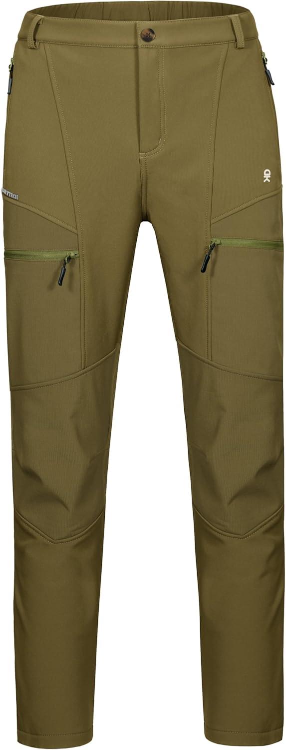 imageLittle Donkey Andy Mens Fleece Lined Softshell Pants for Hiking SKiiing6 Pocketsamber Green
