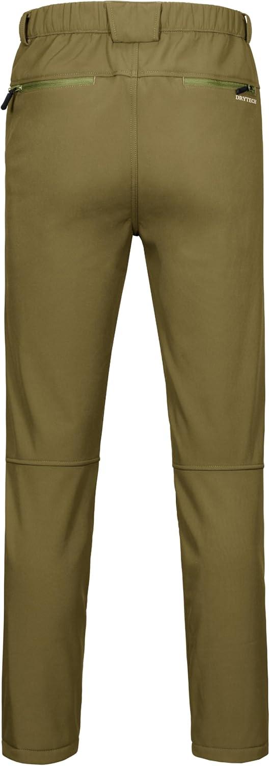 imageLittle Donkey Andy Mens Fleece Lined Softshell Pants for Hiking SKiiing6 Pocketsamber Green