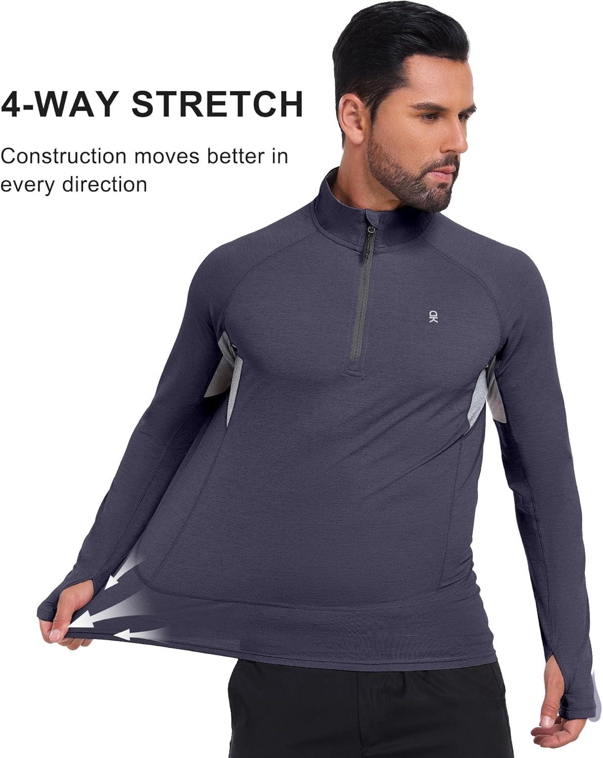 imageLittle Donkey Andy Mens Golf Quarter Zip Pullover Mock Neck Lightweight Sun Protection Long Sleeve Fishing ShirtB Deep Grey Heather