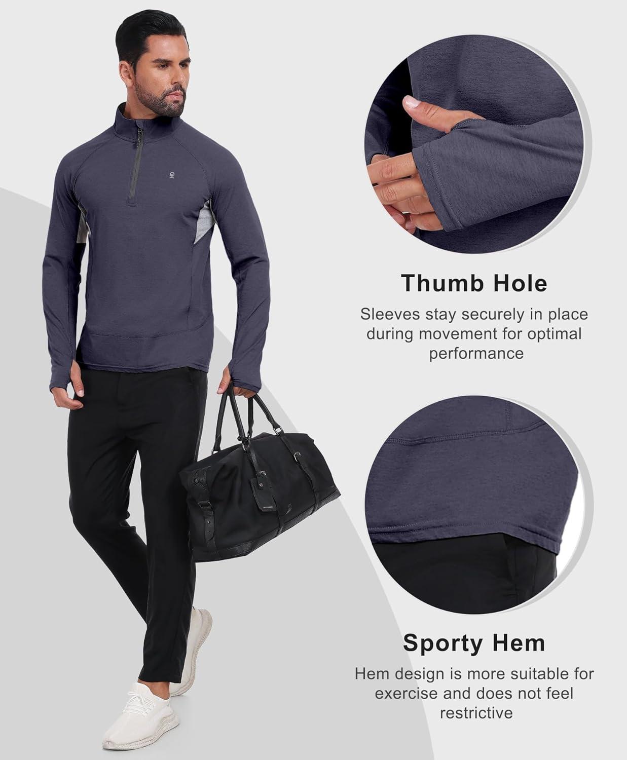 imageLittle Donkey Andy Mens Golf Quarter Zip Pullover Mock Neck Lightweight Sun Protection Long Sleeve Fishing ShirtMock Neck Deep Grey