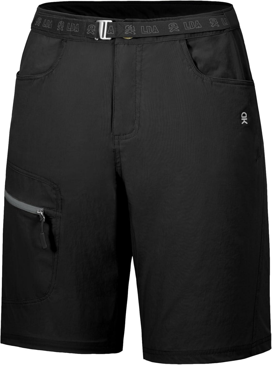 imageLittle Donkey Andy Mens Hiking Cargo Shorts with Belt Lightweight Quick Dry Bermuda ShortsBlack