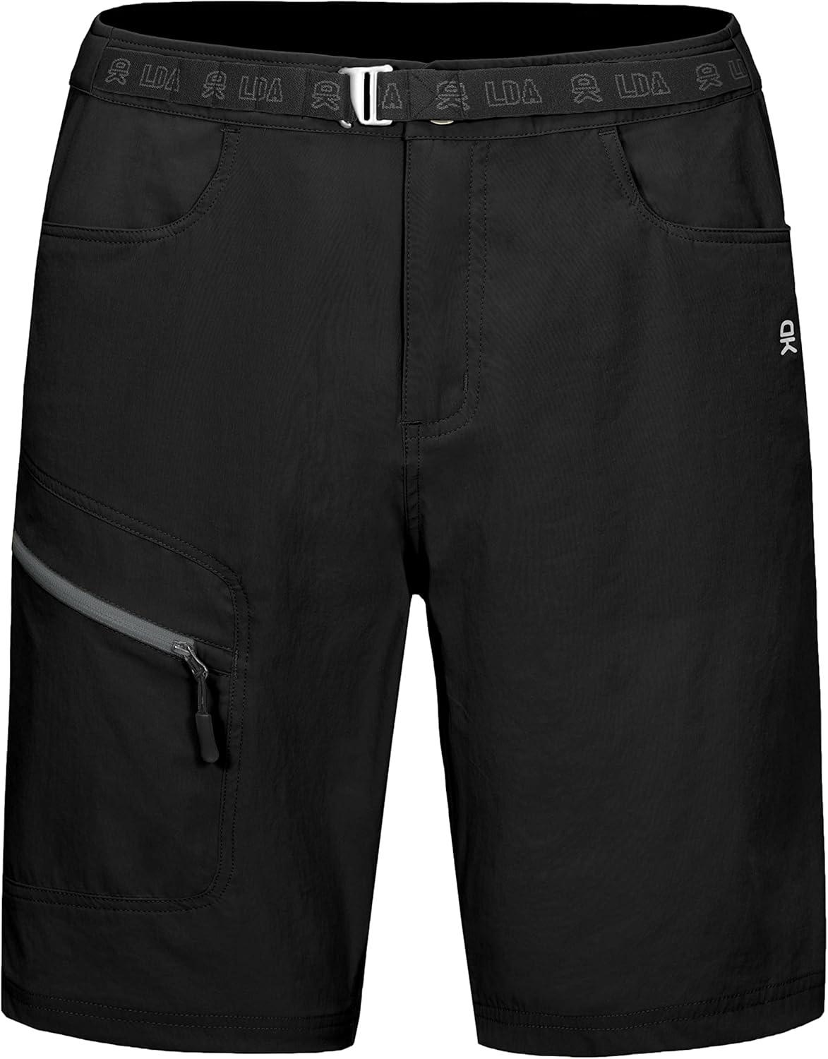 imageLittle Donkey Andy Mens Hiking Cargo Shorts with Belt Lightweight Quick Dry Bermuda ShortsBlack