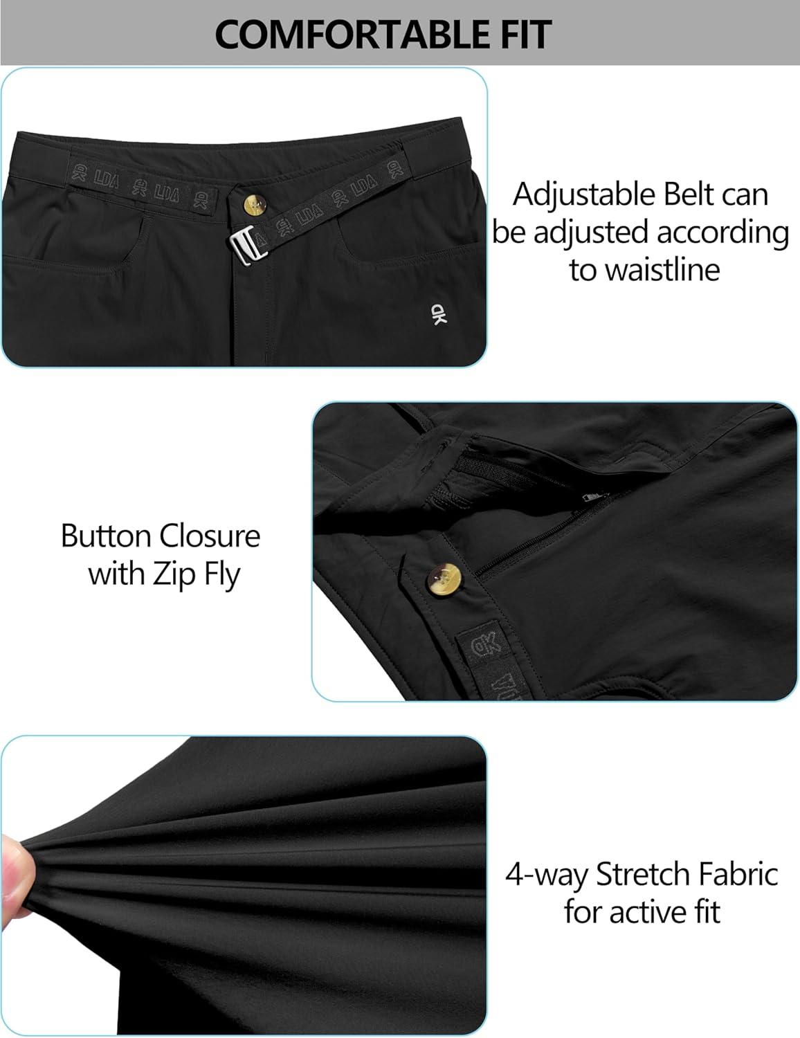 imageLittle Donkey Andy Mens Hiking Cargo Shorts with Belt Lightweight Quick Dry Bermuda ShortsBlack