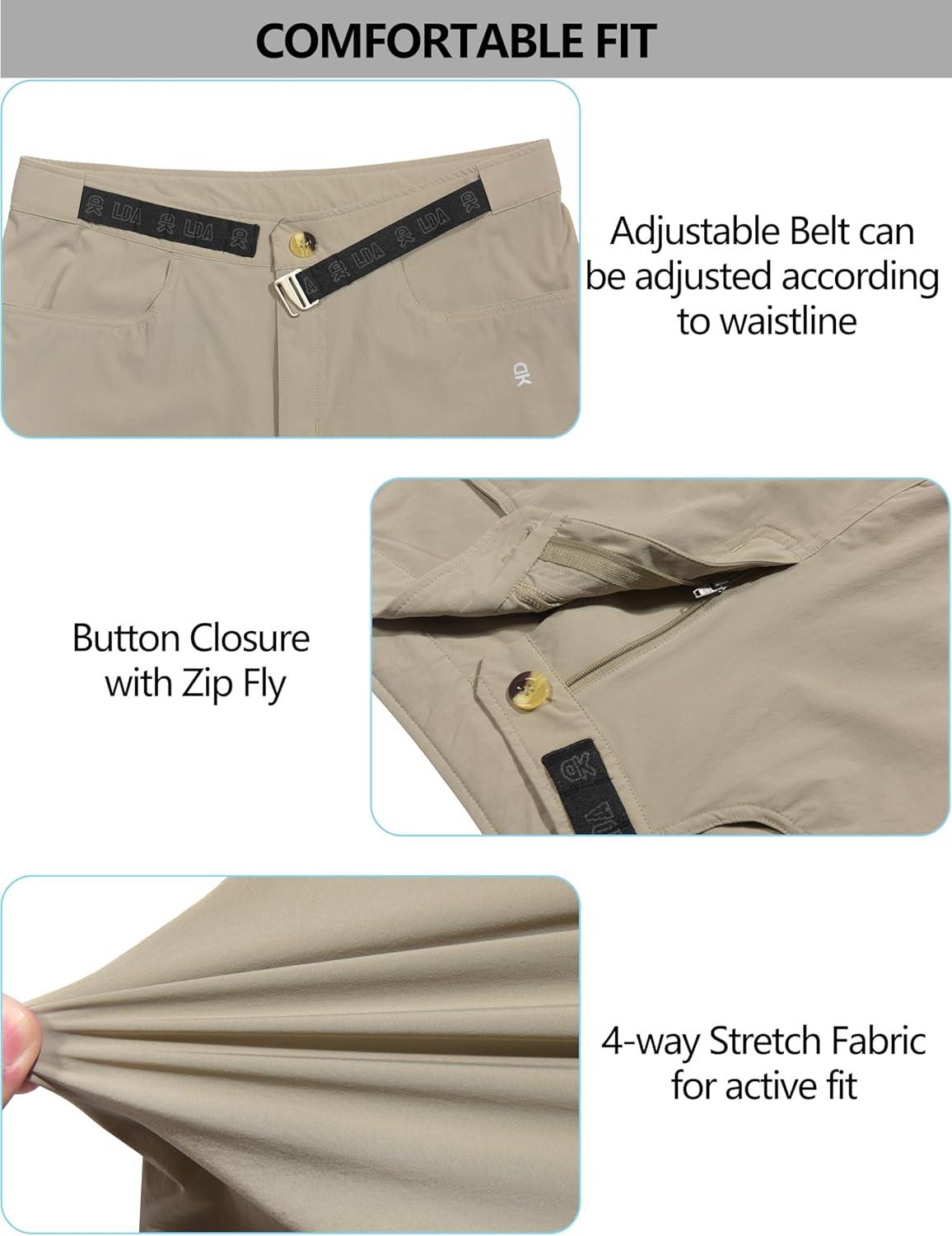 imageLittle Donkey Andy Mens Hiking Cargo Shorts with Belt Lightweight Quick Dry Bermuda ShortsLight Khaki