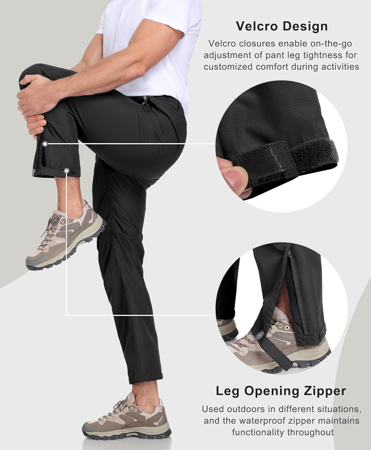 imageLittle Donkey Andy Mens Hiking Pants Lightweight Windproof Outdoor Rain Waterproof Fishing Golf Pants for MenBlack