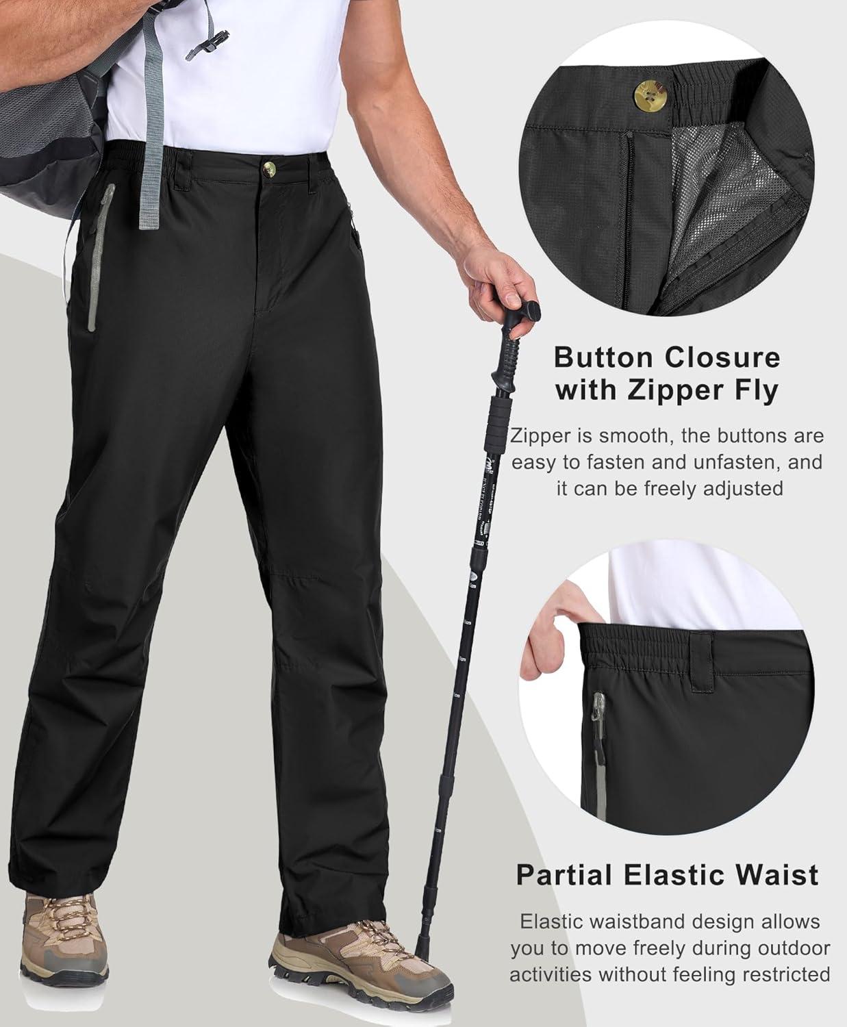 imageLittle Donkey Andy Mens Hiking Pants Lightweight Windproof Outdoor Rain Waterproof Fishing Golf Pants for MenBlack