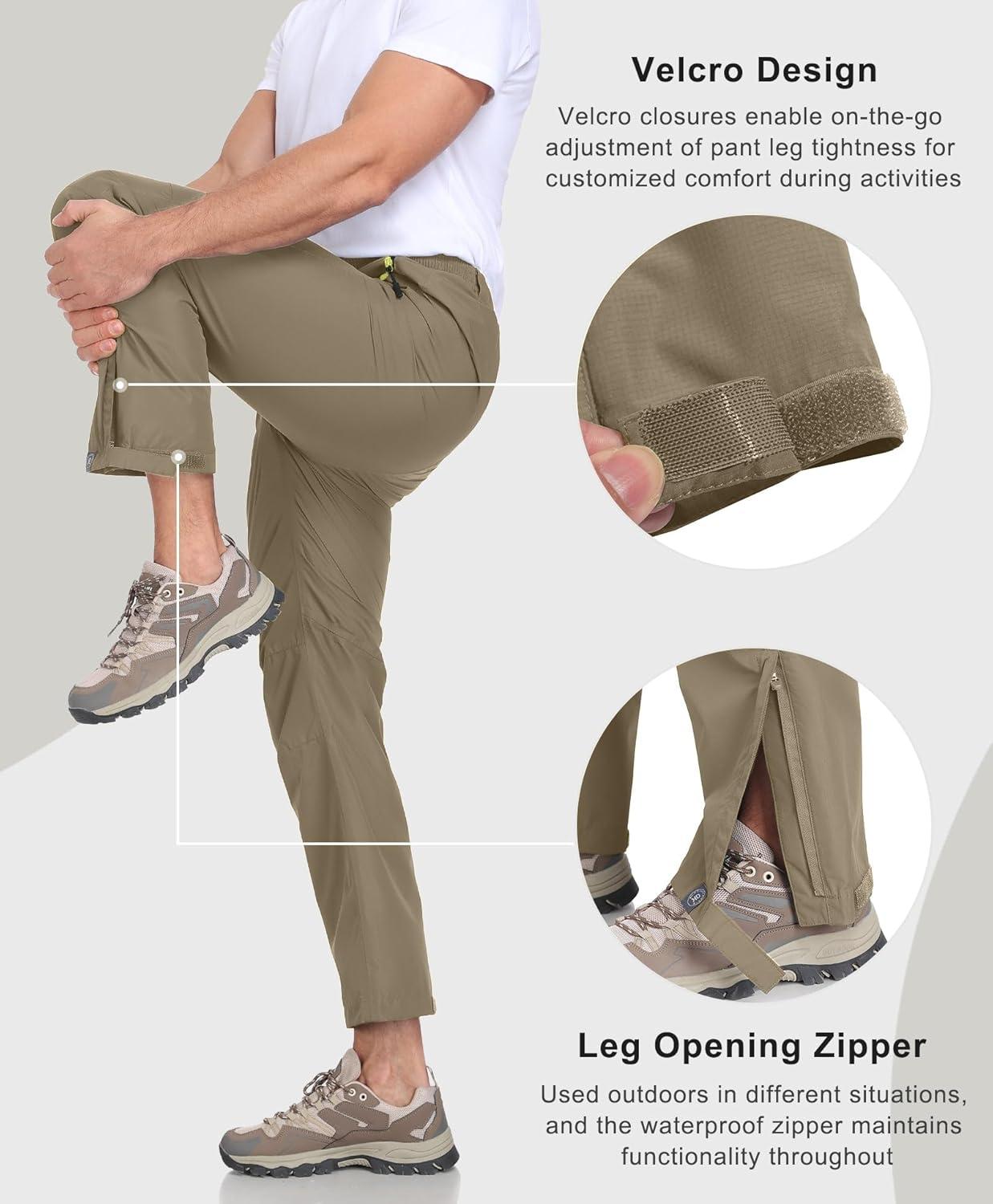 imageLittle Donkey Andy Mens Hiking Pants Lightweight Windproof Outdoor Rain Waterproof Fishing Golf Pants for MenBurnt Olive