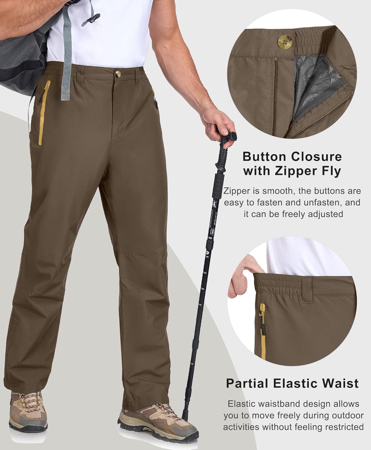 imageLittle Donkey Andy Mens Hiking Pants Lightweight Windproof Outdoor Rain Waterproof Fishing Golf Pants for MenCoffee Liqueur