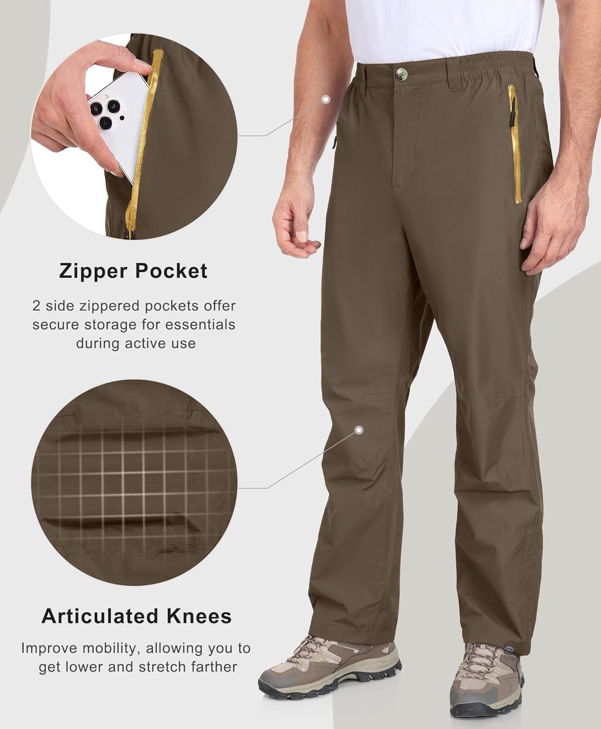 imageLittle Donkey Andy Mens Hiking Pants Lightweight Windproof Outdoor Rain Waterproof Fishing Golf Pants for MenCoffee Liqueur