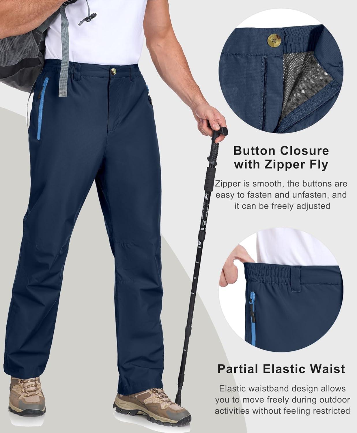 imageLittle Donkey Andy Mens Hiking Pants Lightweight Windproof Outdoor Rain Waterproof Fishing Golf Pants for MenPageant Blue
