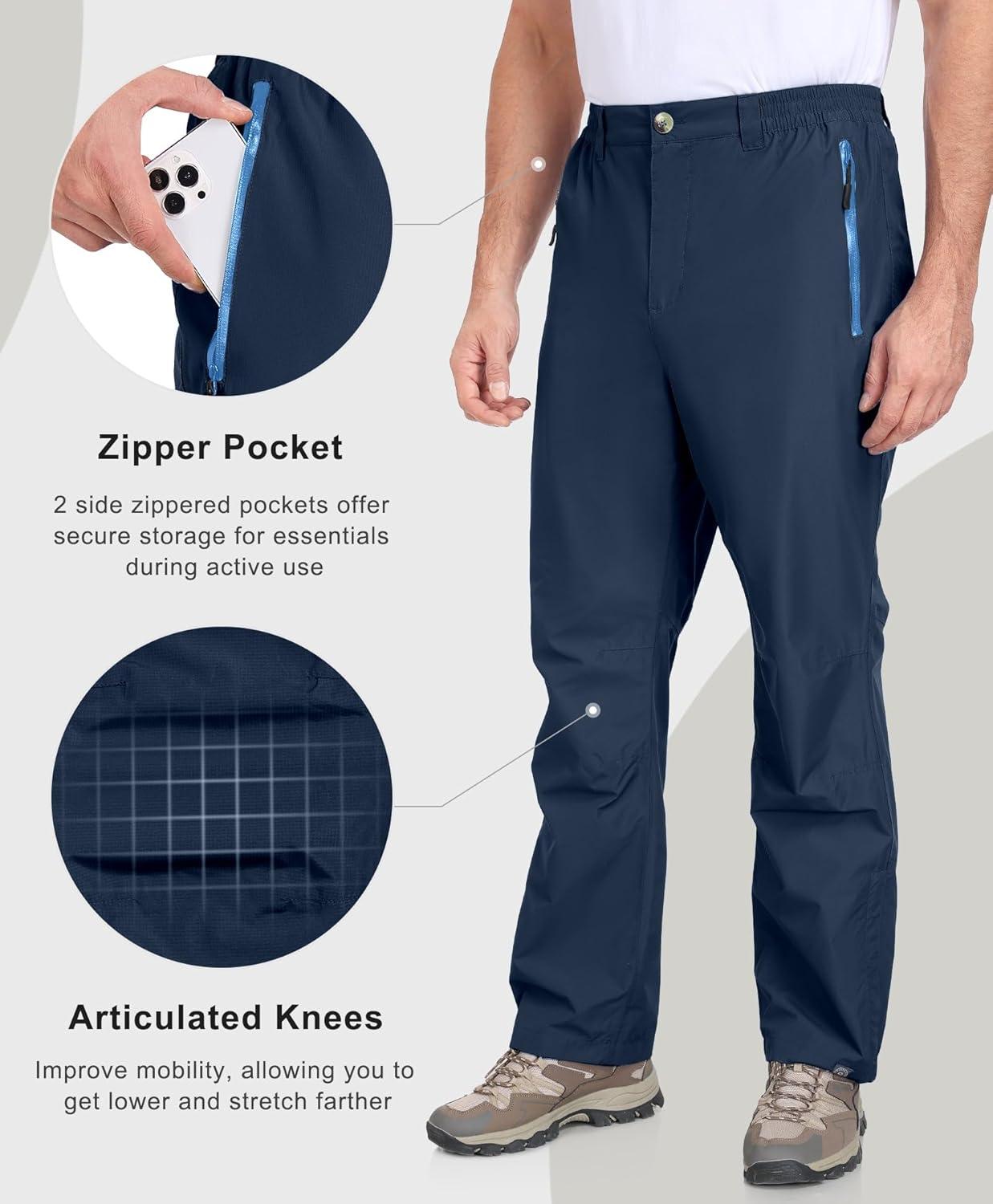 imageLittle Donkey Andy Mens Hiking Pants Lightweight Windproof Outdoor Rain Waterproof Fishing Golf Pants for MenPageant Blue
