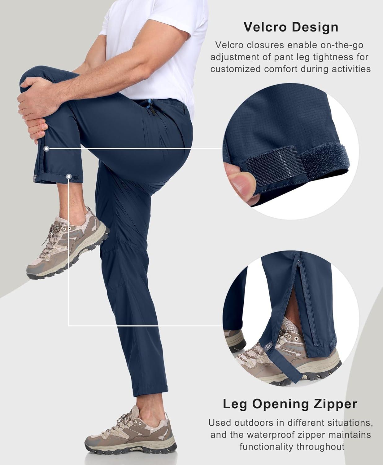 imageLittle Donkey Andy Mens Hiking Pants Lightweight Windproof Outdoor Rain Waterproof Fishing Golf Pants for MenPageant Blue