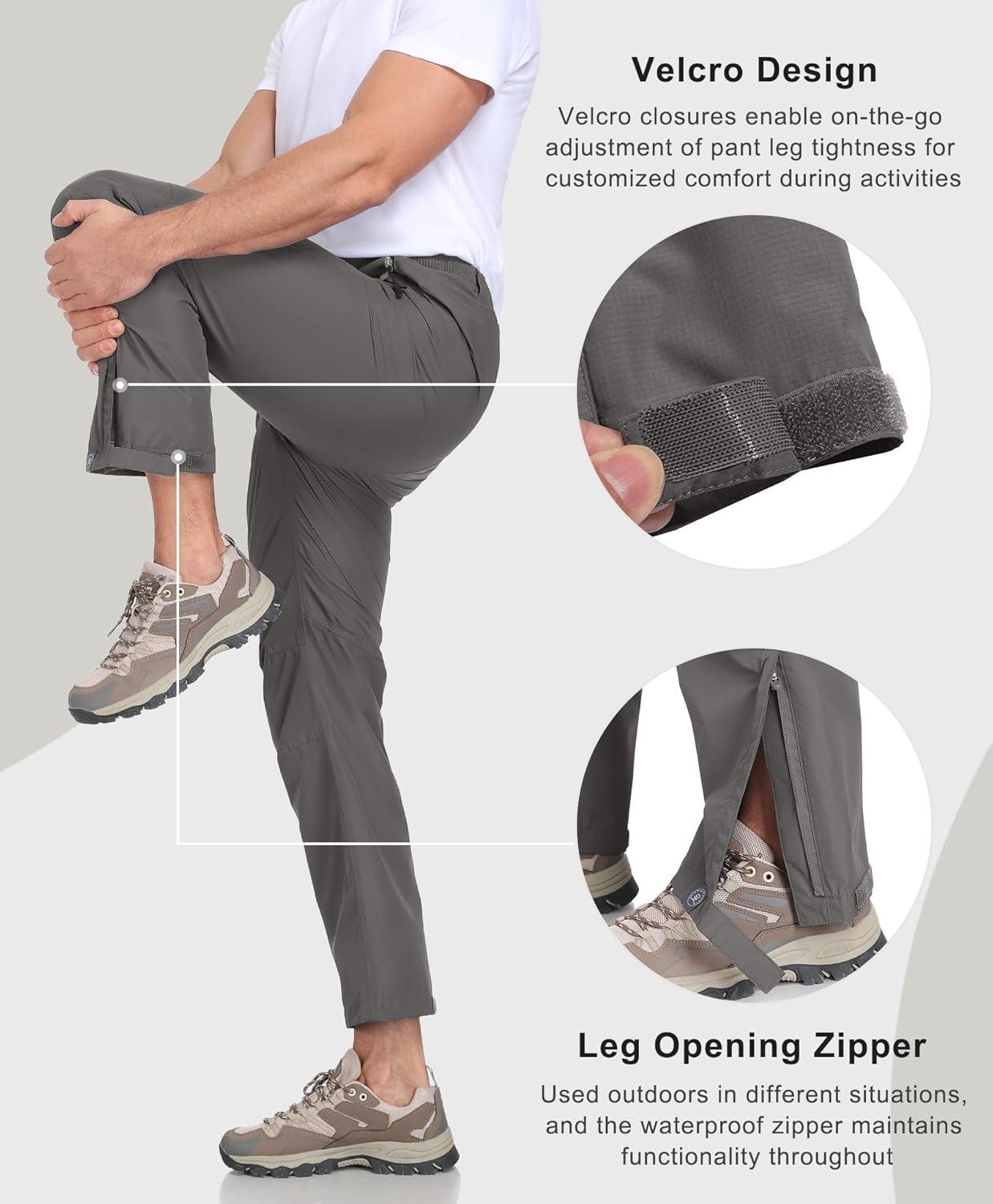 imageLittle Donkey Andy Mens Hiking Pants Lightweight Windproof Outdoor Rain Waterproof Fishing Golf Pants for MenPewter