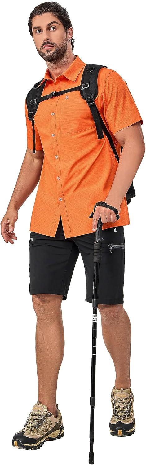 imageLittle Donkey Andy Mens Lightweight Quick Dry Button Down Shirts for Golf Hiking Casual Breathable UPF50Orange