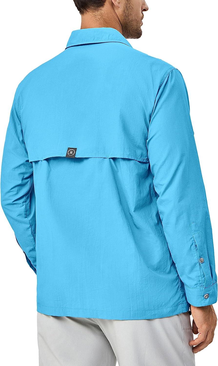 imageLittle Donkey Andy Mens Lightweight Quick Dry Shirts for Hiking Travel Fishing Long Sleeve UPF50 Cargo PocketsBlue